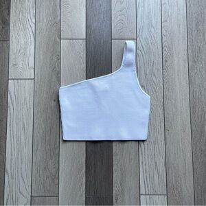 Babaton White One-Shoulder Crop Top